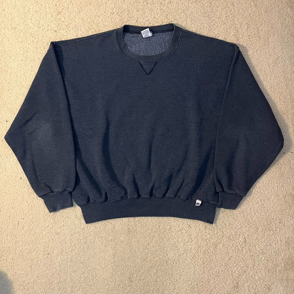 Vintage 90s Russell Athletic Plain Grey Casual Crewneck Sweatshirt Sz XL